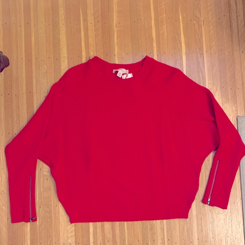Philosophy Bright Red Zip-Sleeve Sweater